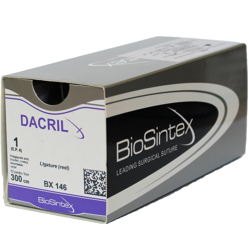 Dacril (BX 146), Полігліколід,фіолетовий , USP 1(M4),300см,без голки,котушка